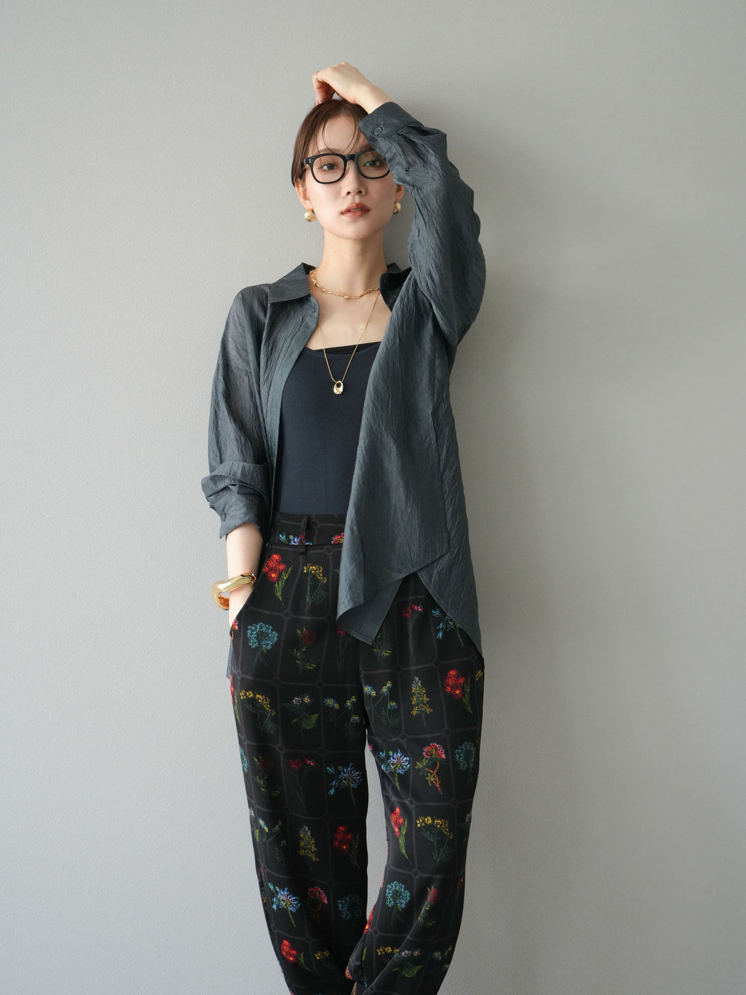 [予約]ワッシャーシャイニーシャツ/グレー