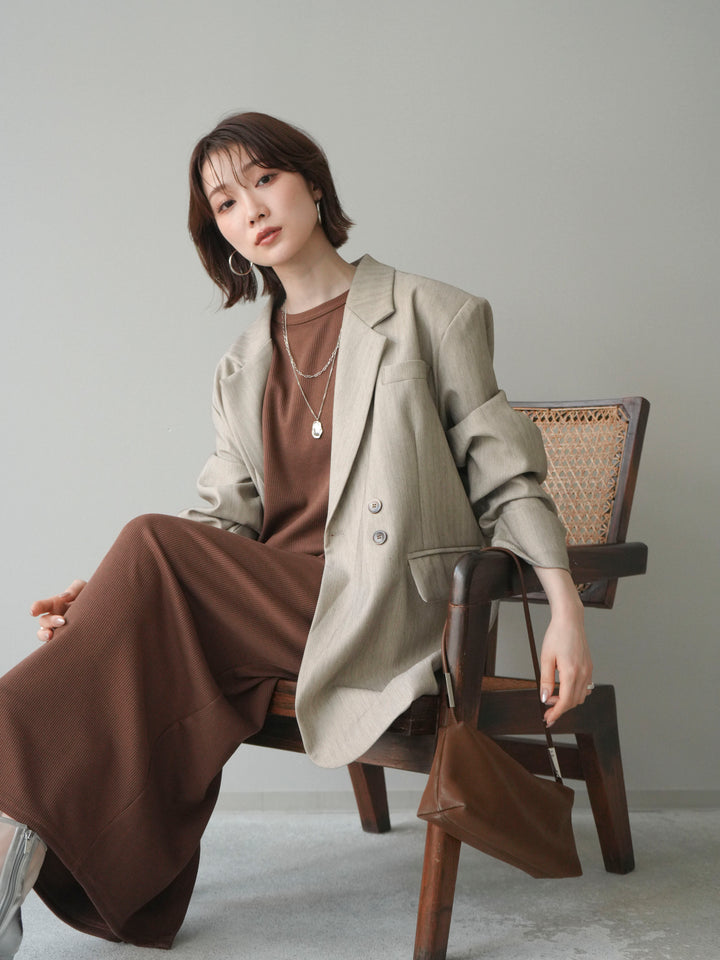 [予約]バイカラーレイヤードノースリーブワンピース/brown
