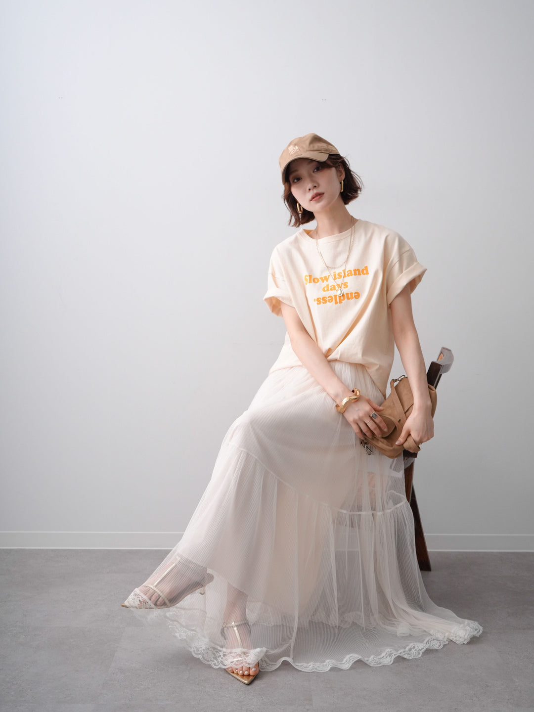 [予約]フロッキーロゴTEE/beige