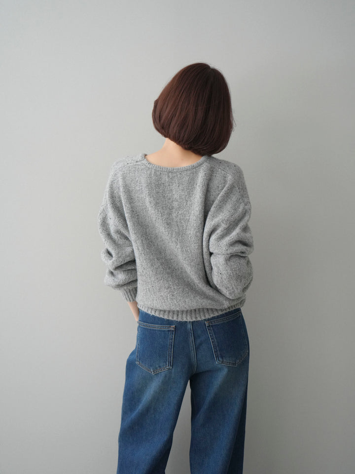 [SET]ツイストネックラメネップヤーンニットプルオーバー+ツイストネックラメネップヤーンニットプルオーバー(2set)