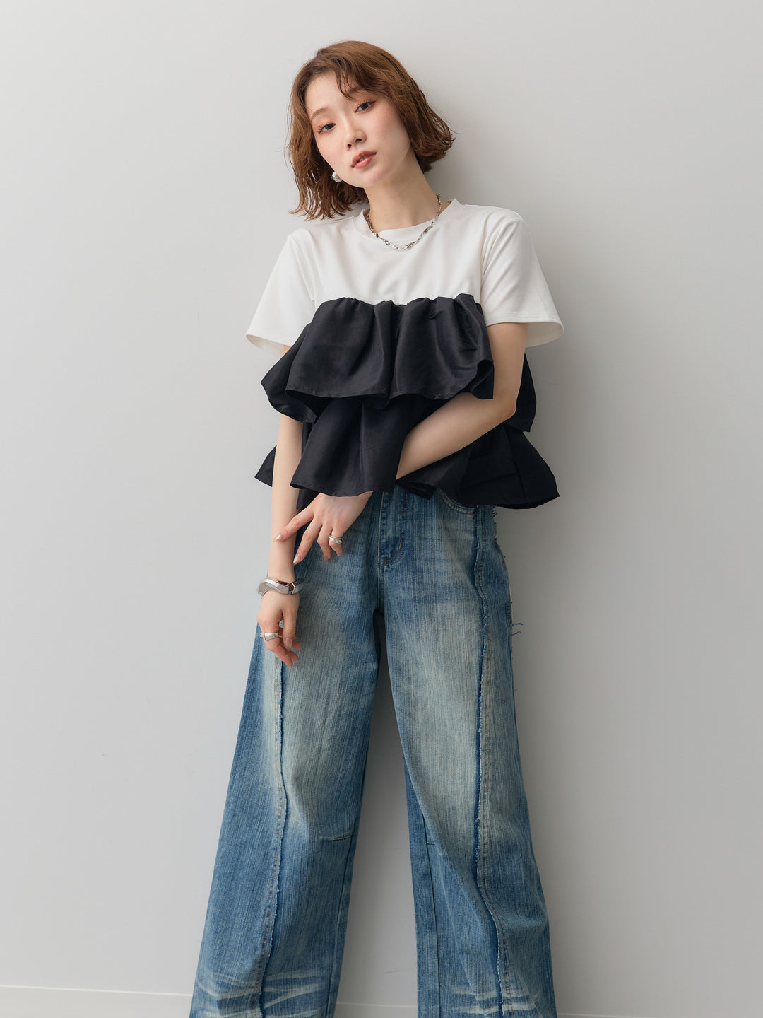 [SET]フリルティアードTEE+選べるアクセセット(2set)