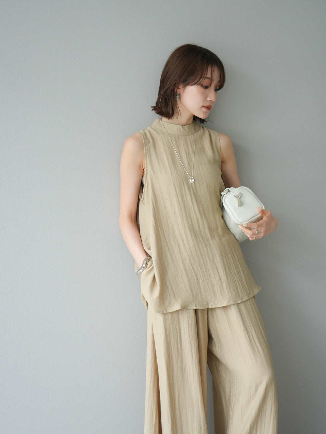 [SET]ホルターネックバックスリットブラウス＆スーパーワイドパンツSET UP(2set)