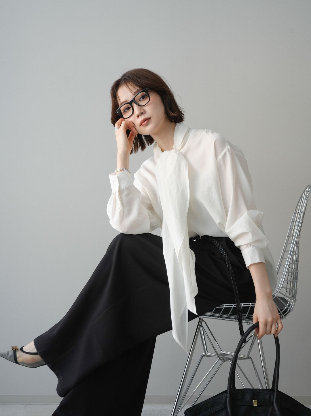 [予約]シアーボウタイブラウス/ivory