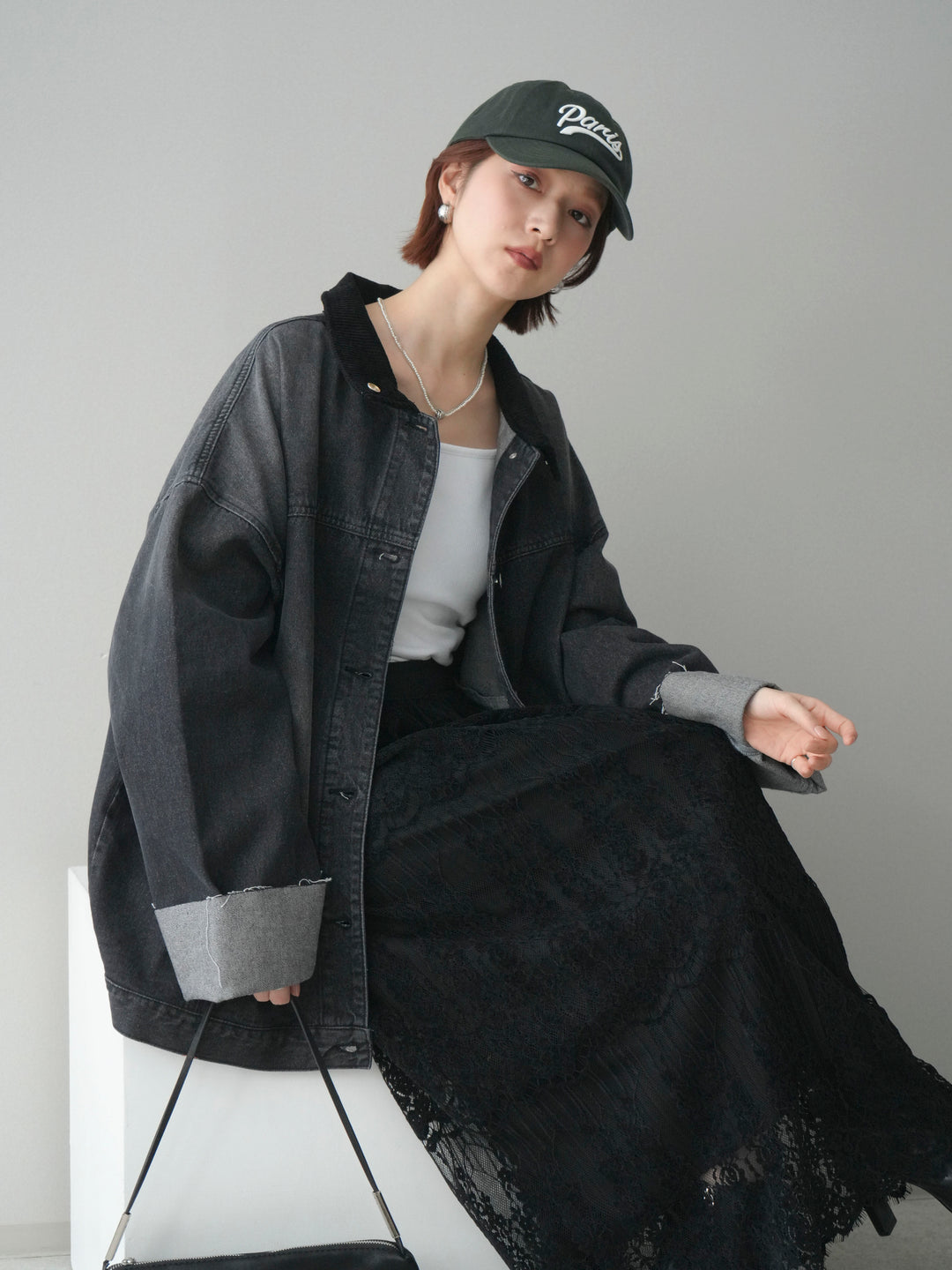 [予約]コーデュロイ×デニムミドルジャケット/gray