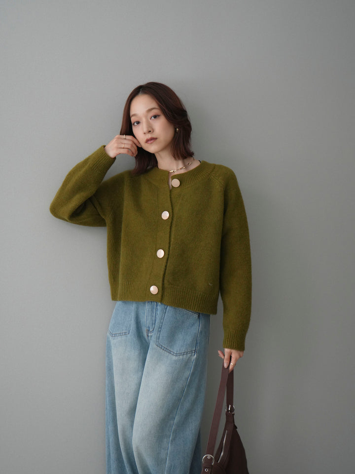 [予約]BIGボタンニットカーディガン/ green