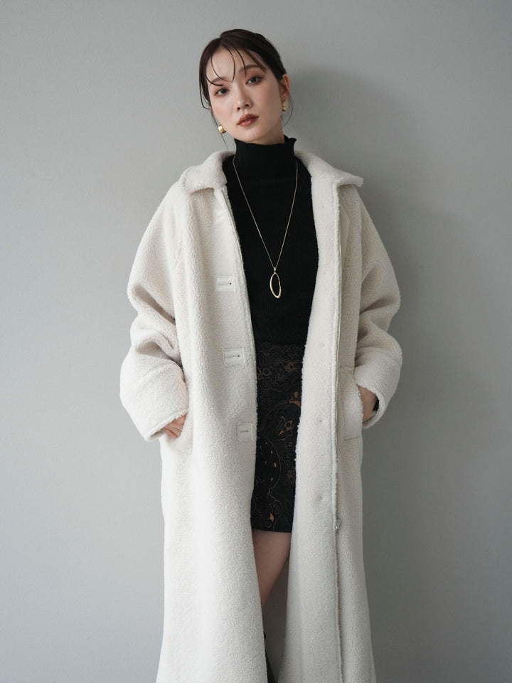 [予約]ボアxムートンロングコート/ivory