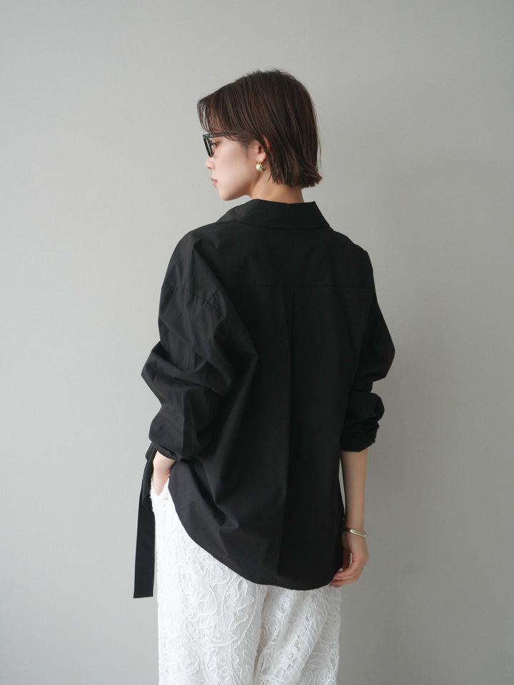 [SET]メタルパーツドレープシャツ+シアーコードレースイージーパンツ(2set)