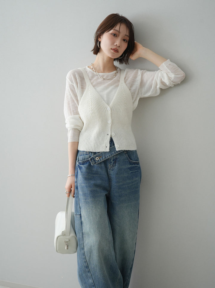 [予約]ビスチェアンサンブルシアーニット/white