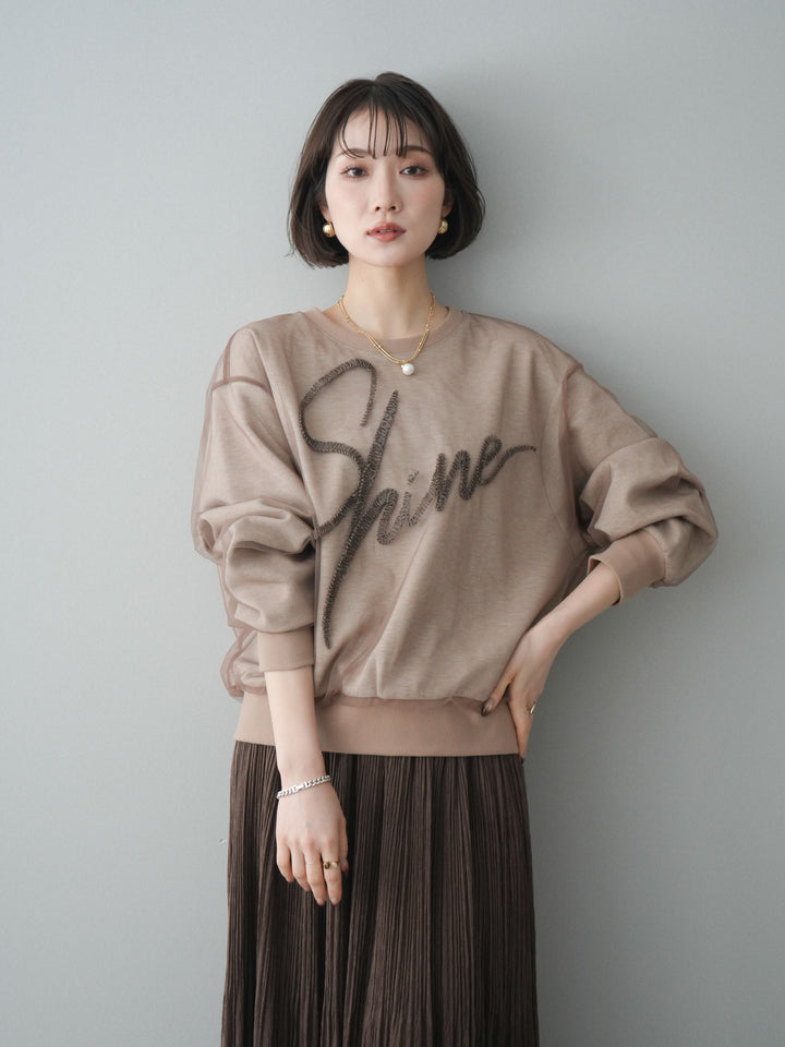 [予約]チュールレイヤードロゴスエットプルオーバー/beige