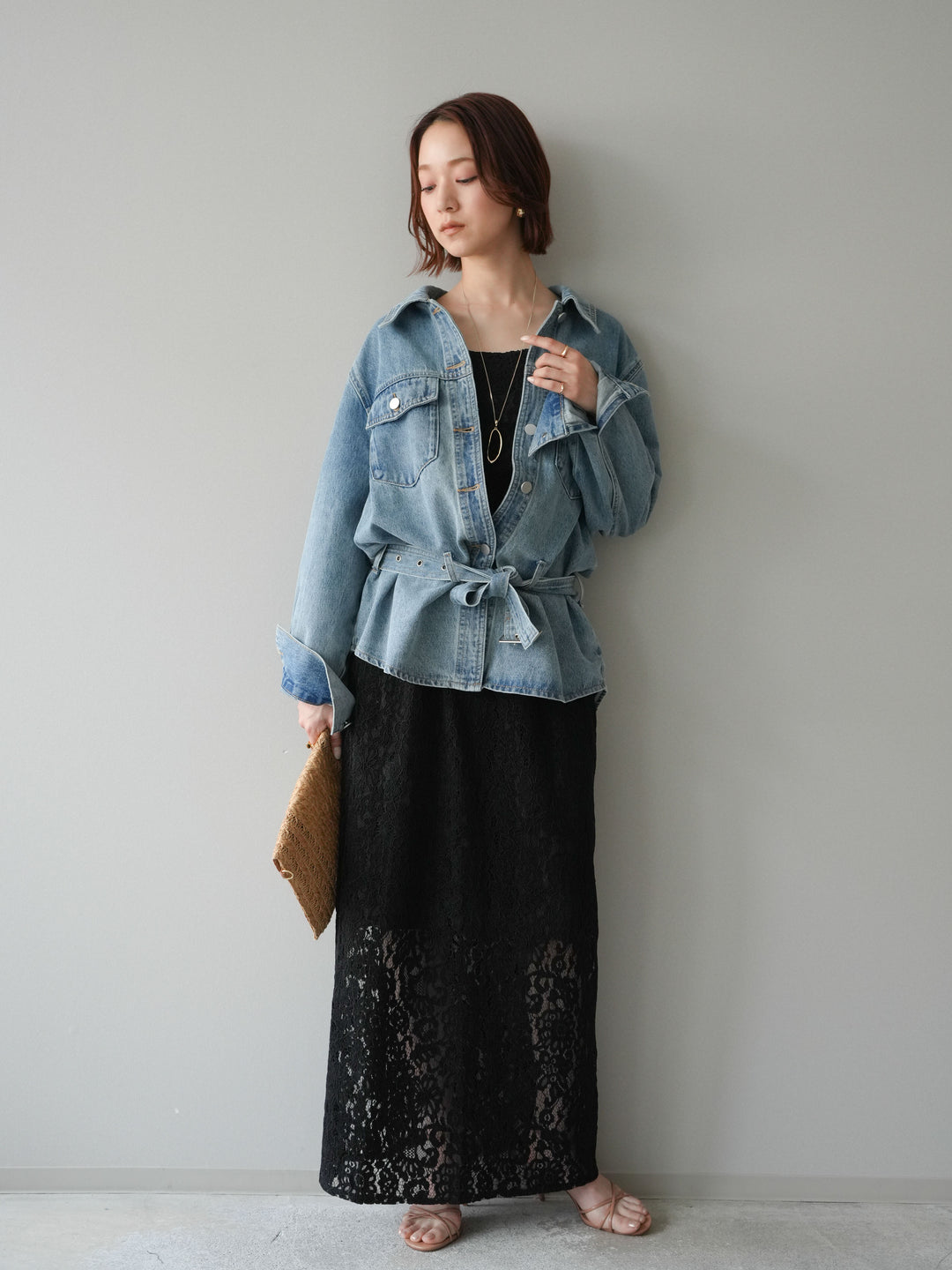 [SET]フルレースキャミ＆IラインスカートSET UP