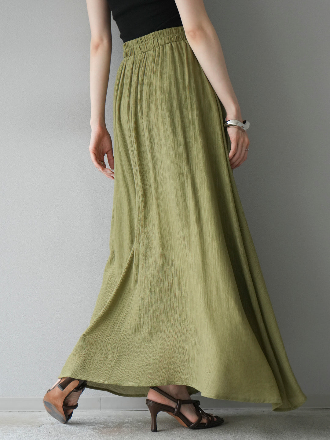 [SET]ビーズモチーフ楊柳ブラウス＆フレアスカートSET UP(2set)