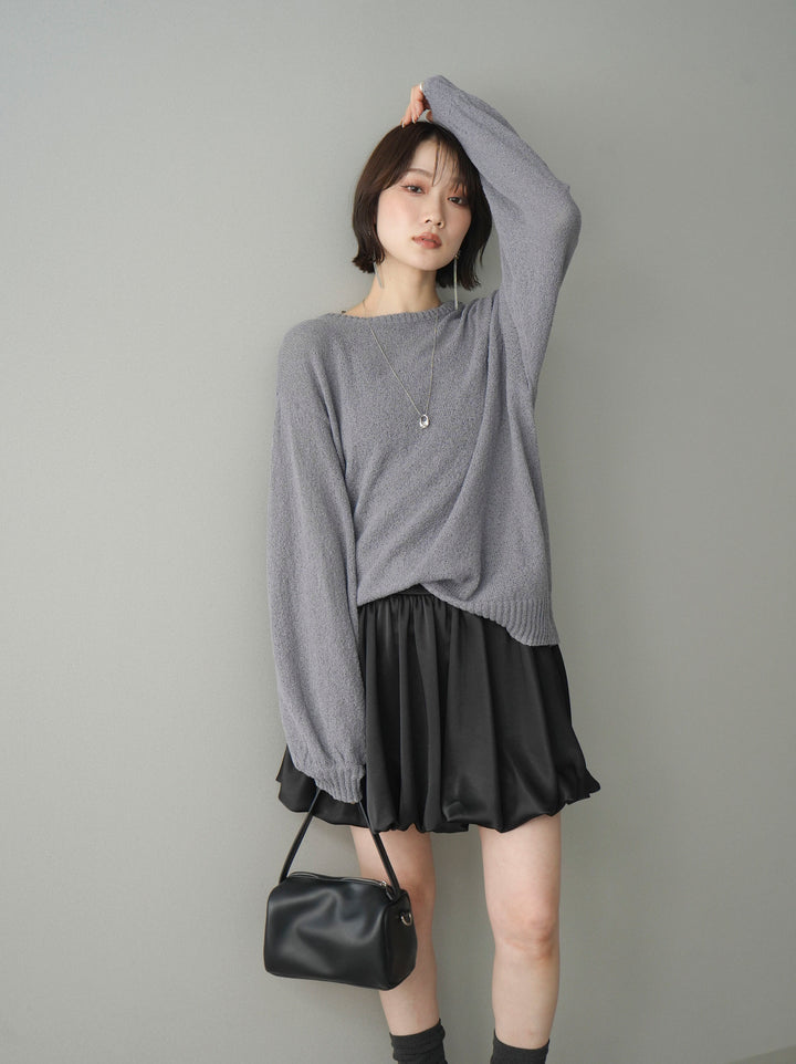 [予約]バックシアーフラワーレースニットプルオーバー/gray