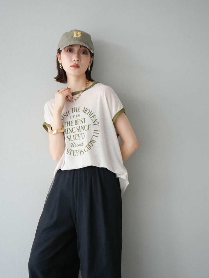 [SET]シアーフライス ロゴプリントT +コード刺繍チュールレイヤードパンツ(2set)