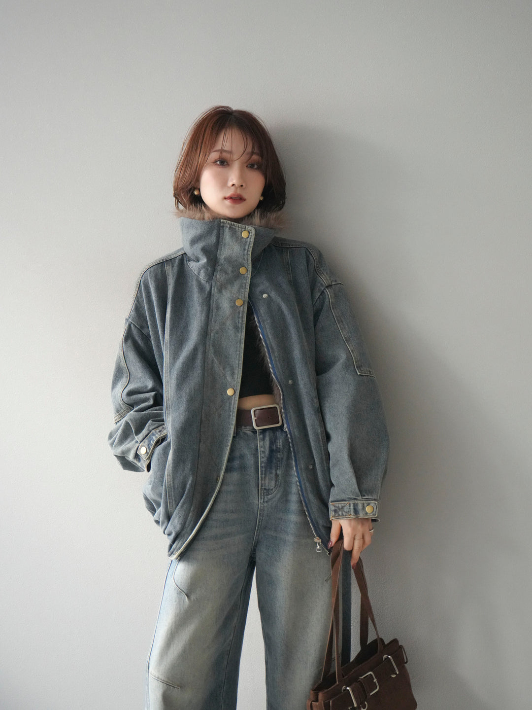 [SET]デニムxファーブルゾン+選べるアクセセット(2set)