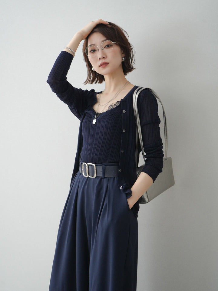 [予約]インナーレースキャミソール＆カーディガンアンサンブル/navy