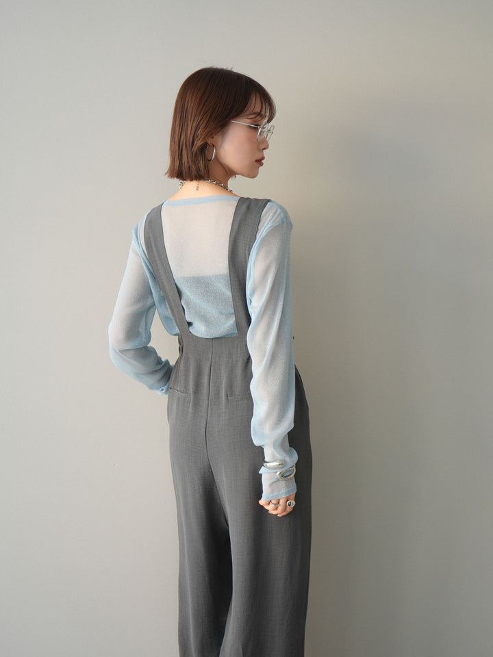 [予約]シボ加工ハイウエストタックサロペット/charcoal