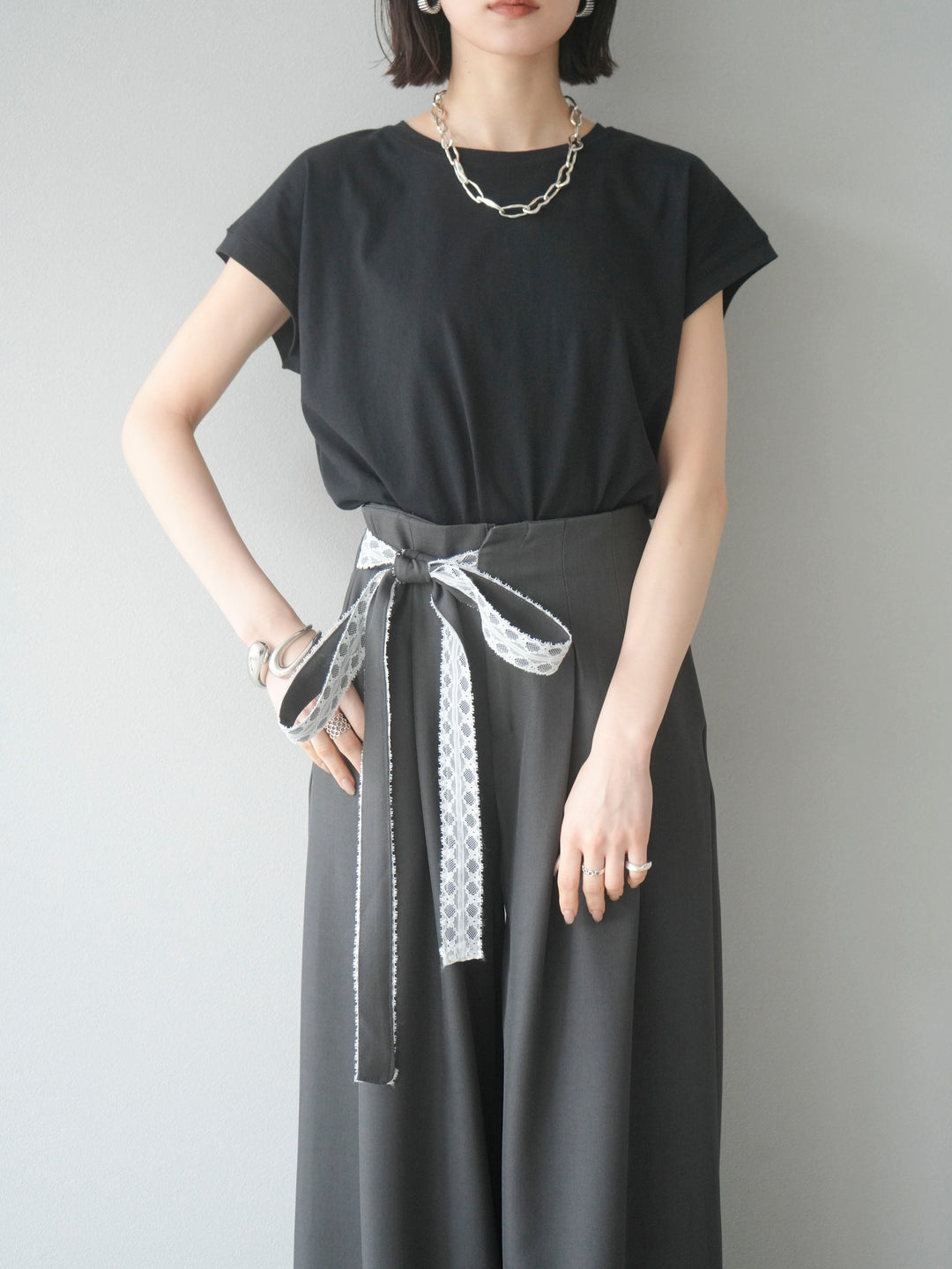 【預購】法式袖T卹/黑色