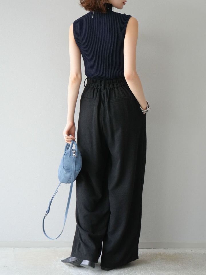 [予約]ネップワイドパンツ/ブラック