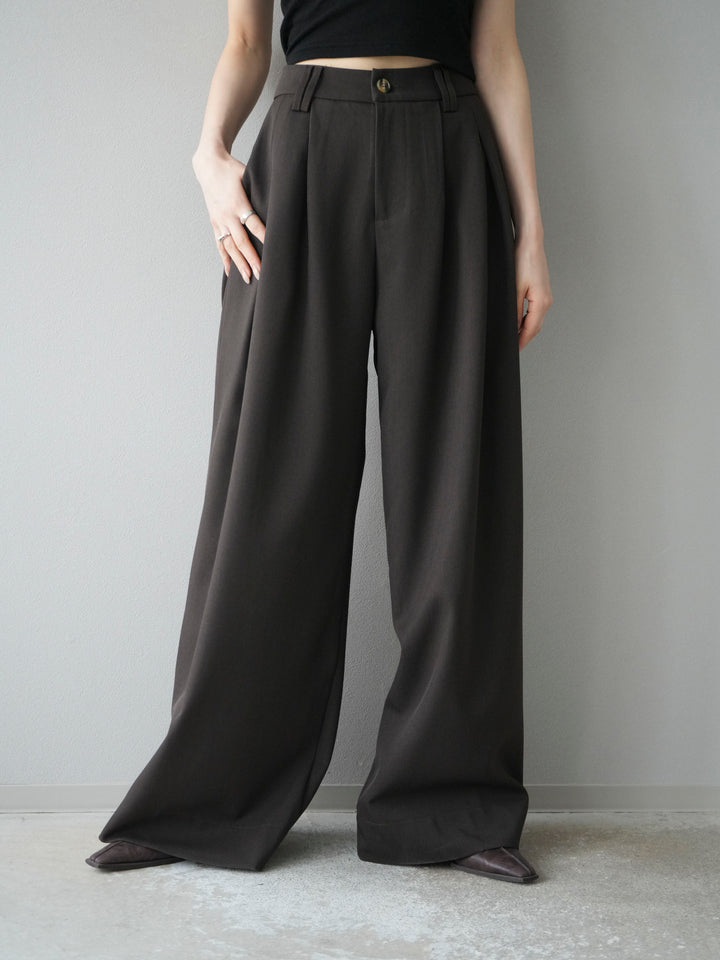 [予約]ダブルタックワイドパンツ/ブラウン