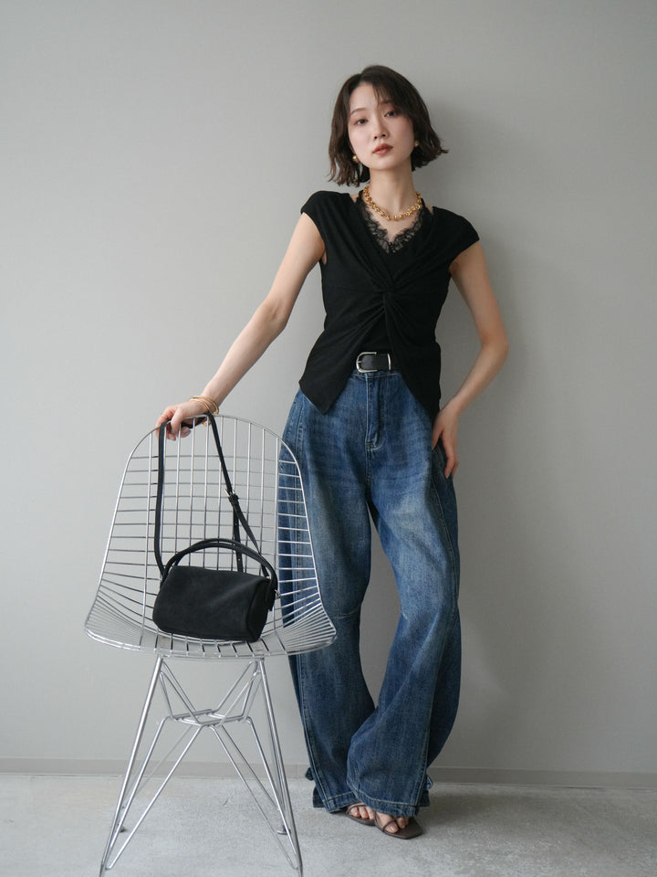 【套裝】前扭紋羅紋上衣 + 前扭紋羅紋上衣（兩件組）