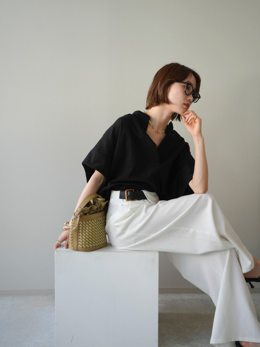 【預購】Skipper 寬袖短袖上衣 / 黑色