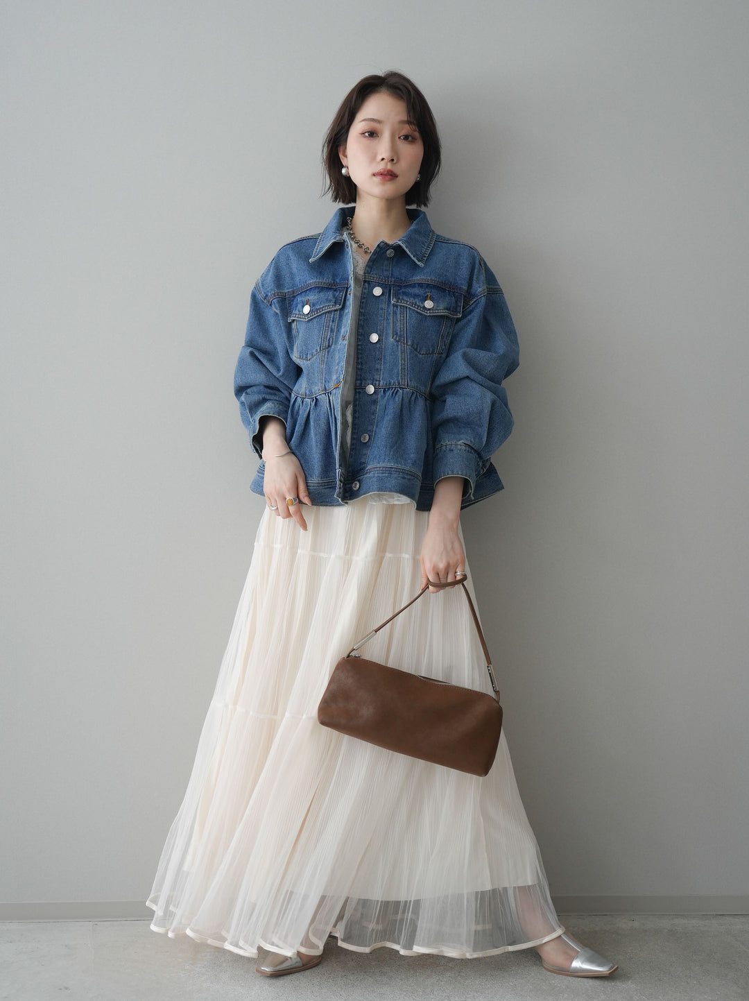 [SET]ラメプリーツレイヤードチュールロングスカート+ラメプリーツレイヤードチュールロングスカート(2set)