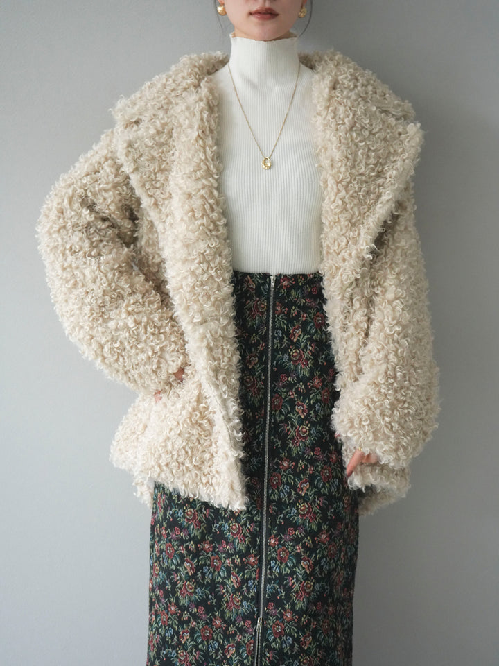 [予約]プードルファーダブルミドルコート/ivory