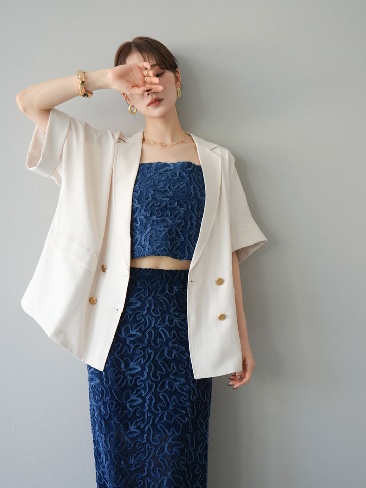 [予約]ゴールドボタンハーフジャケット/アイボリー