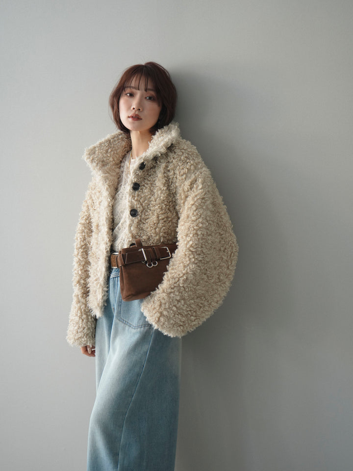 [予約]プードルファーミドルスタンドブルゾン/ivory