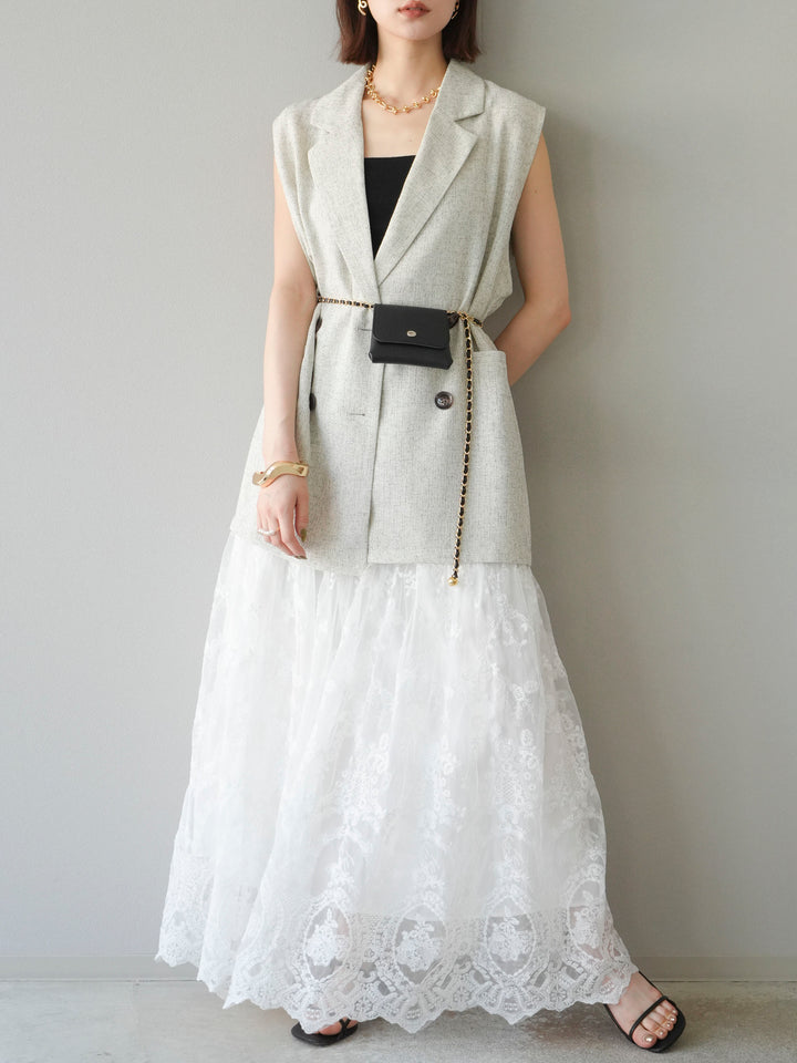 [予約]ミックスツイードジレ/アイボリー