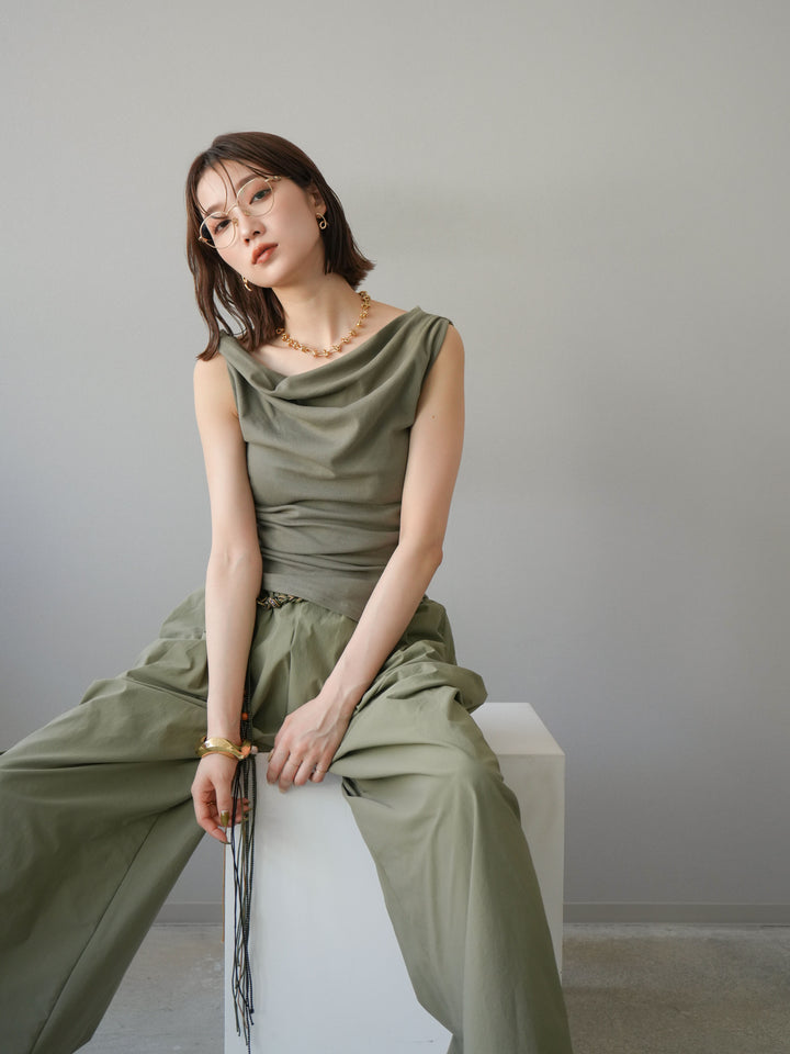 [SET]タックデザイントップス＆ビーズベルト付きパンツSET UP(2set)