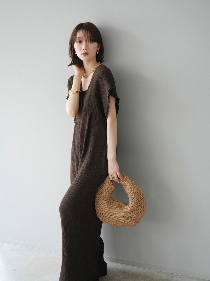 [SET]楊柳シャーリングサロペット+楊柳シャーリングサロペット(2set)