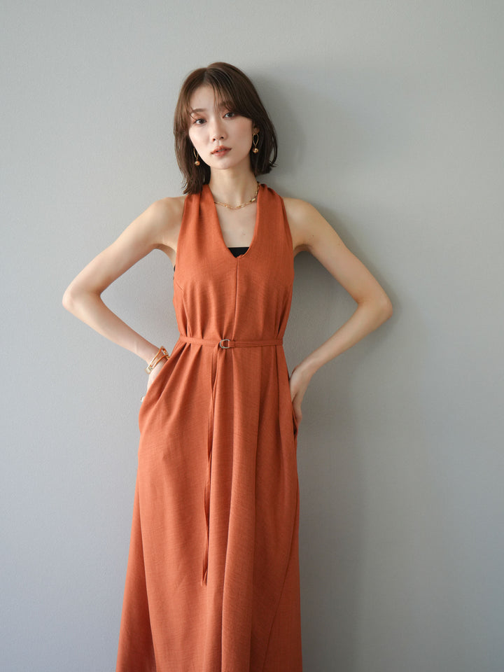 【預購】環形設計不均勻染色洋裝/橘色