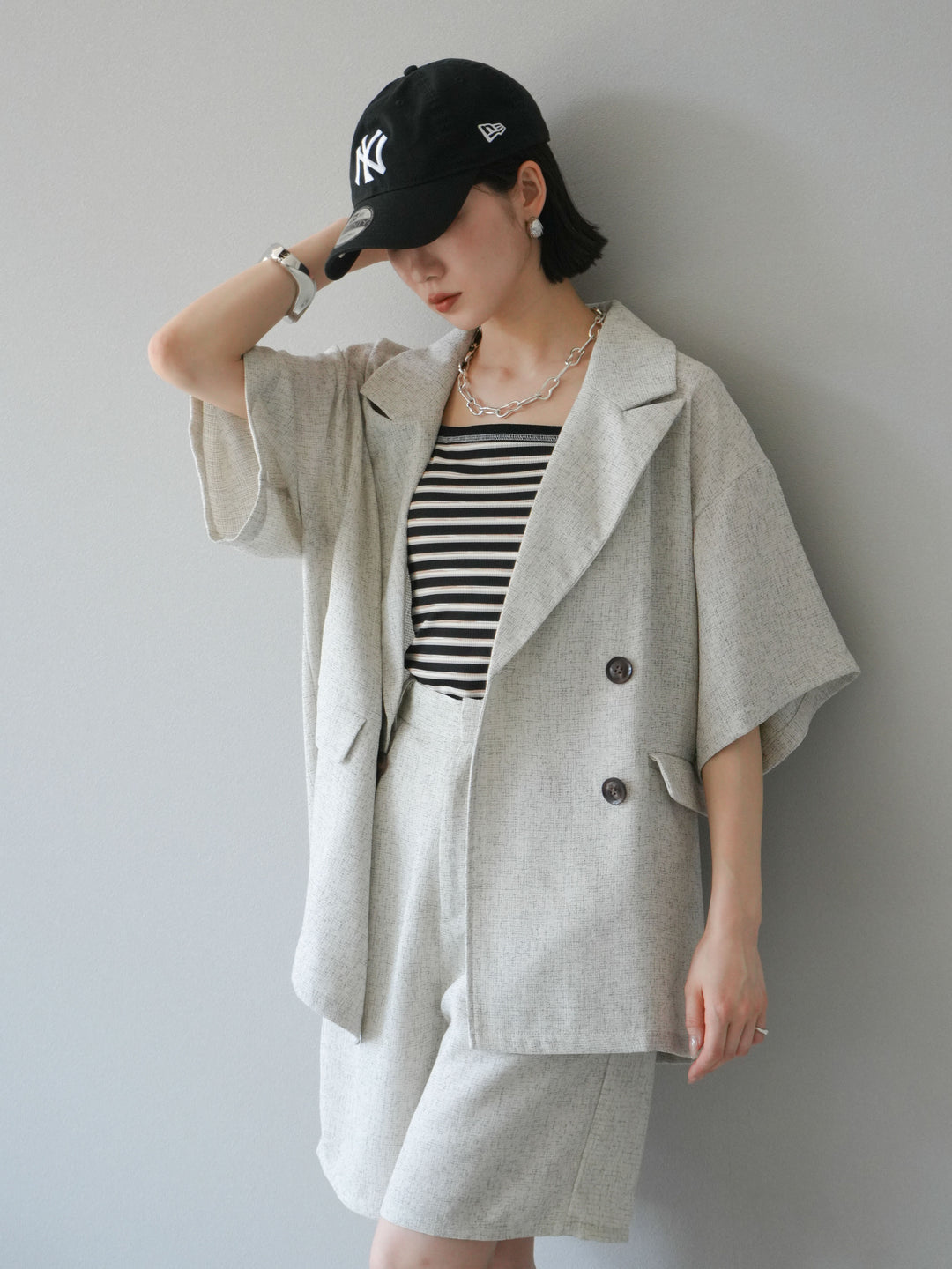 [SET]サマーツイードハーフジャケット+サマーツイードハーフパンツ(2set)