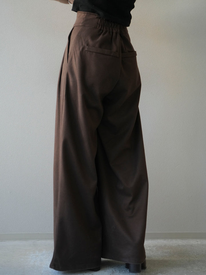 [予約]ウールタッチフロントジップパンツ/brown