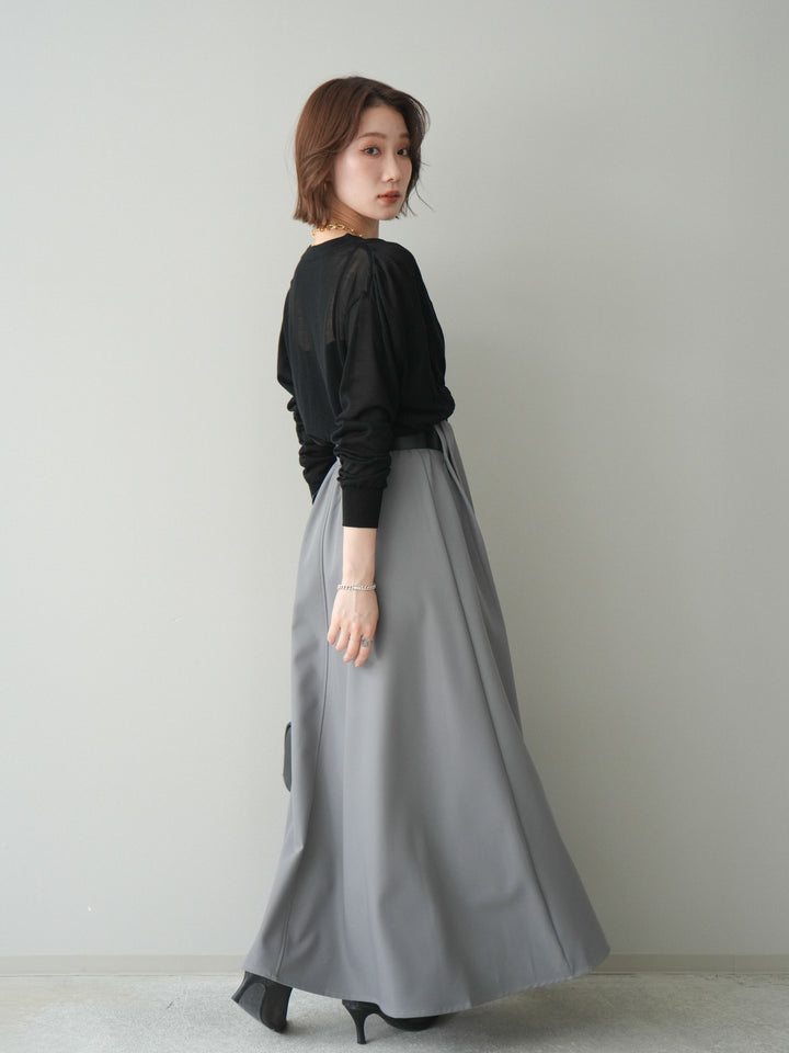 [予約]ベルトループフレアスカート/gray