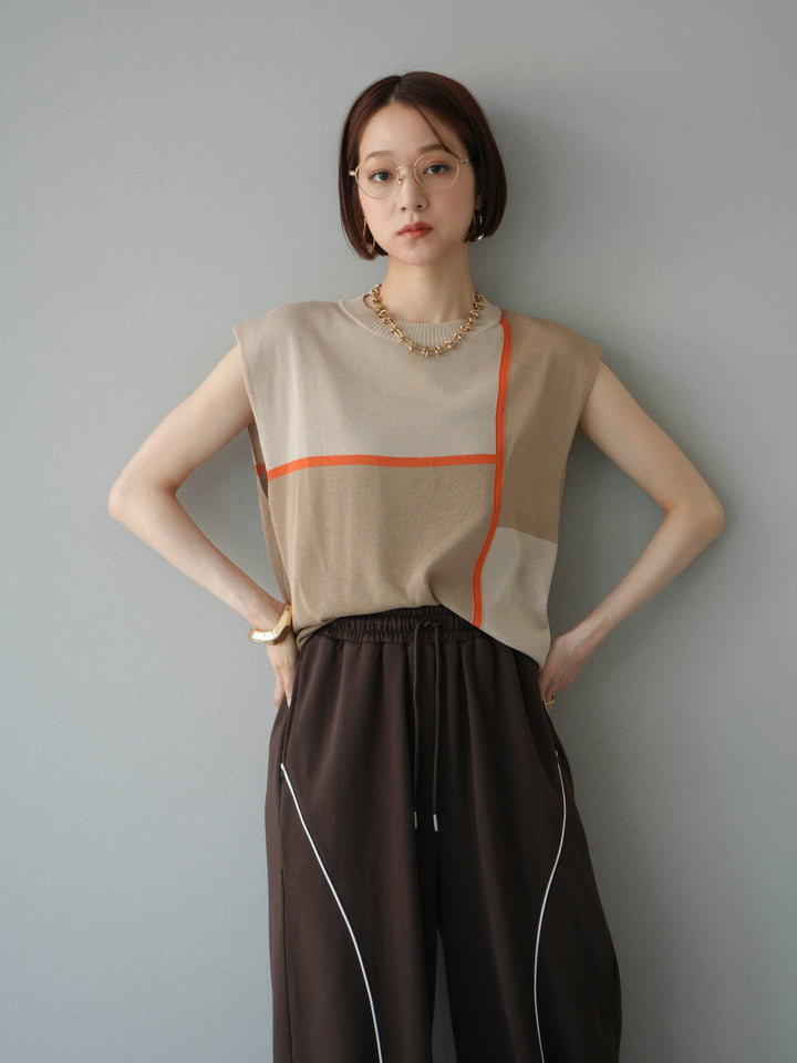 [SET] 同色系無袖針織套衫 + 可選飾品套裝（2 套）