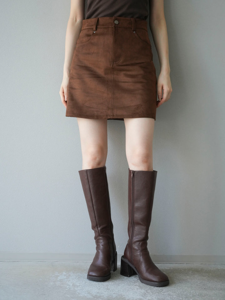 [予約]スエードペチパンツ付ミニスカート/ブラウン