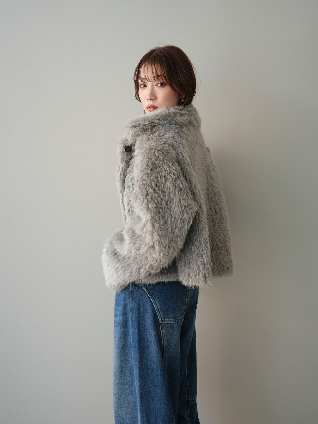 [SET]フェイクファー襟付きショートブルゾン+フェイクファー襟付きショートブルゾン(2set)