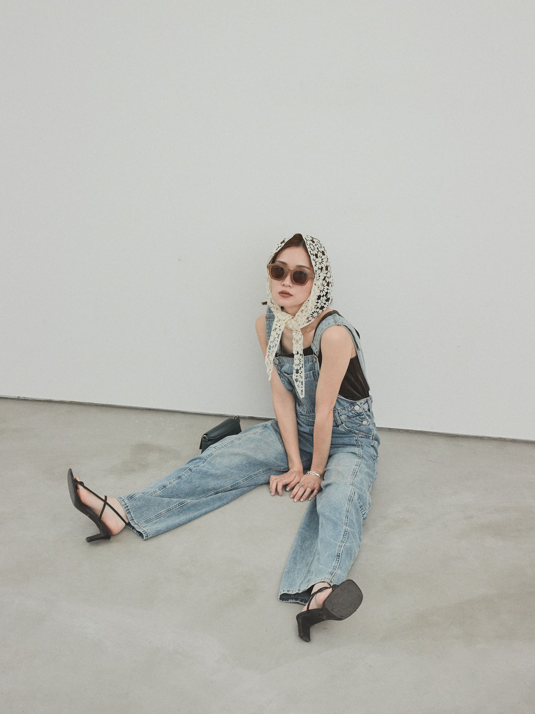 [予約]センターシームデニムサロペット /ライトブルー