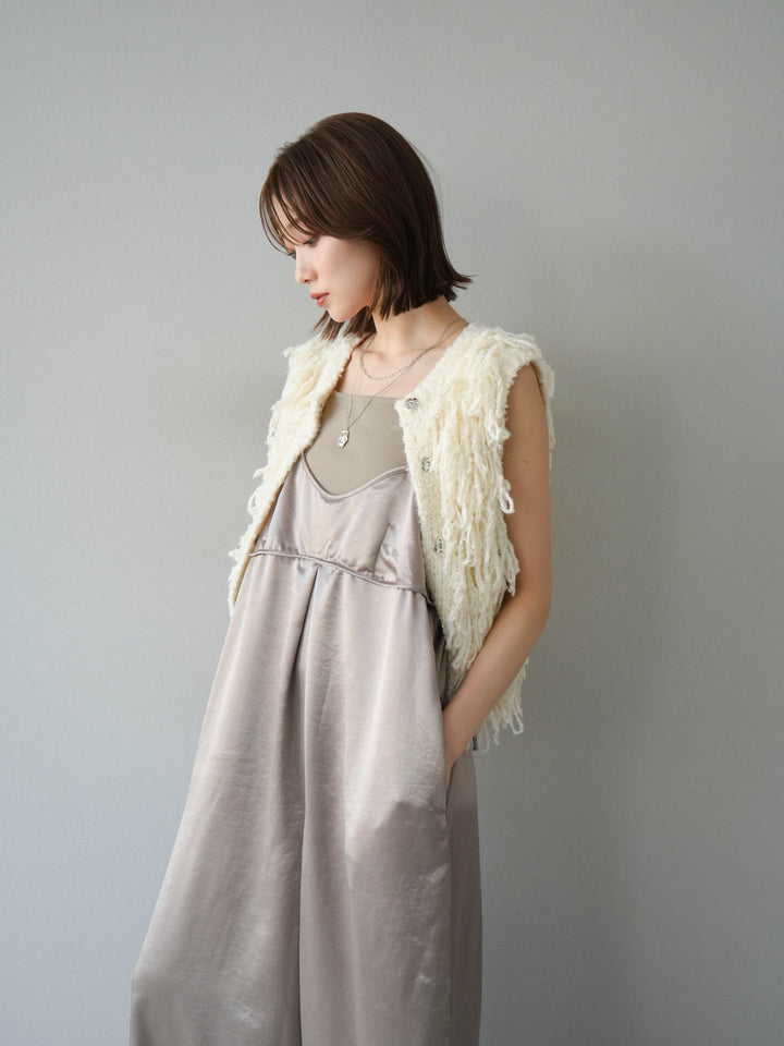 [予約]サテンビスチェオールインワン/グレージュ