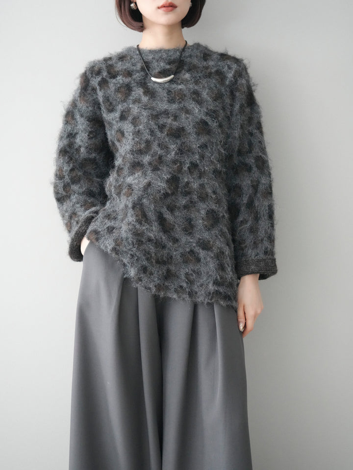 [SET]レオパードシャギーニットプルオーバー+選べるアクセセット(2set)