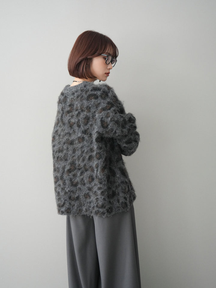 [SET]レオパードシャギーニットプルオーバー+選べるアクセセット(2set)