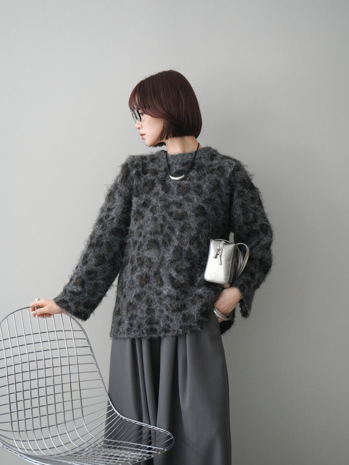 [SET]レオパードシャギーニットプルオーバー+選べるアクセセット(2set)