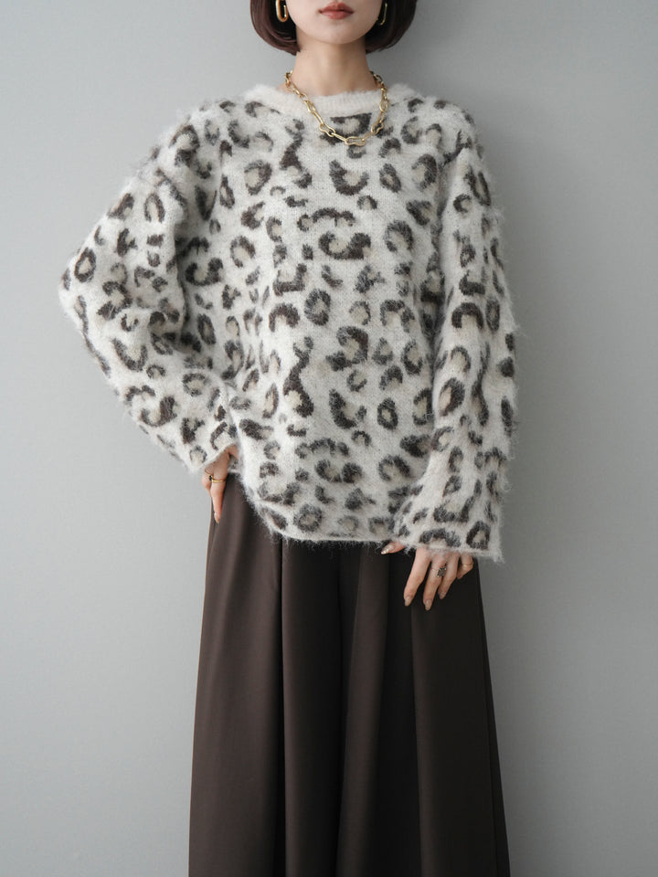 [SET]レオパードシャギーニットプルオーバー+選べるアクセセット(2set)
