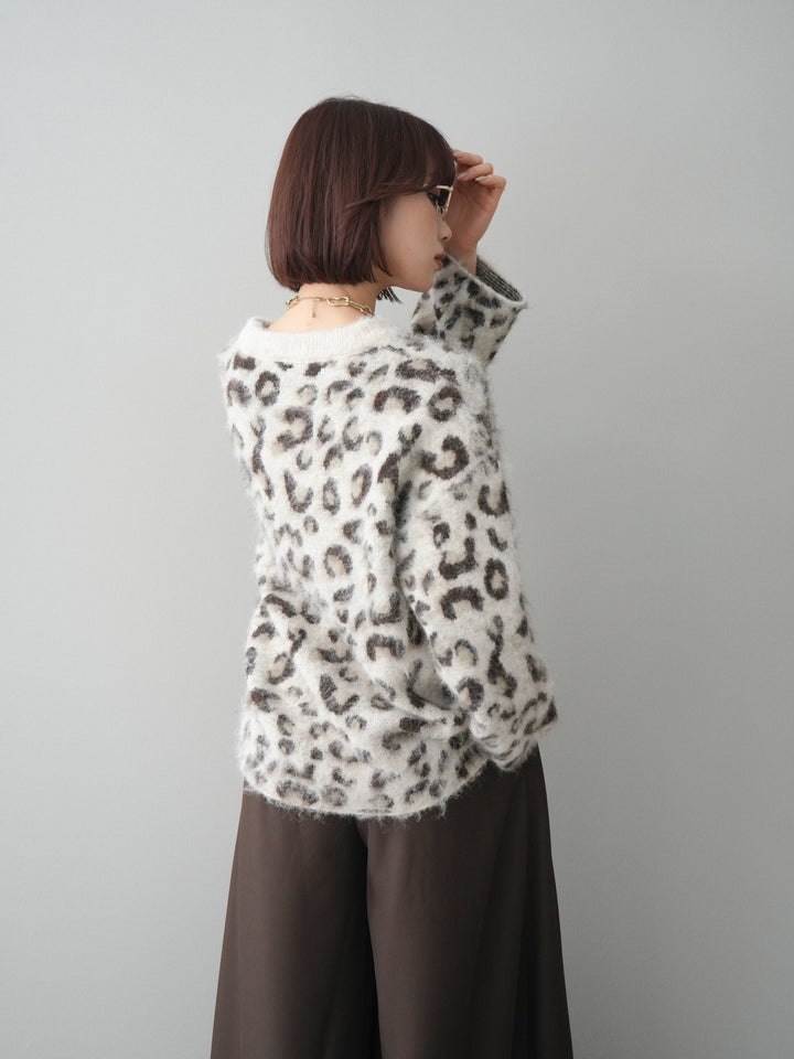 [SET]レオパードシャギーニットプルオーバー+選べるアクセセット(2set)