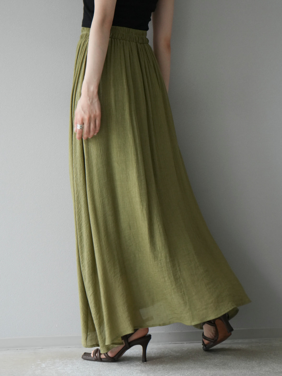 [SET]ビーズモチーフ楊柳ブラウス＆フレアスカートSET UP(2set)