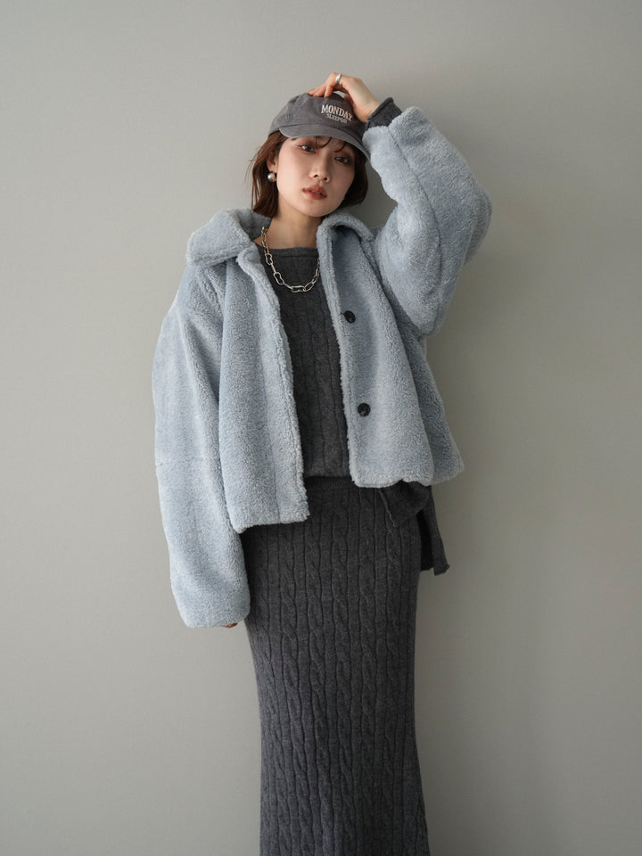 [予約]エコファーステンカラージャケット/blue