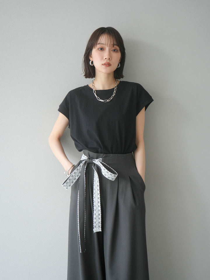 【預購】法式袖T卹/黑色