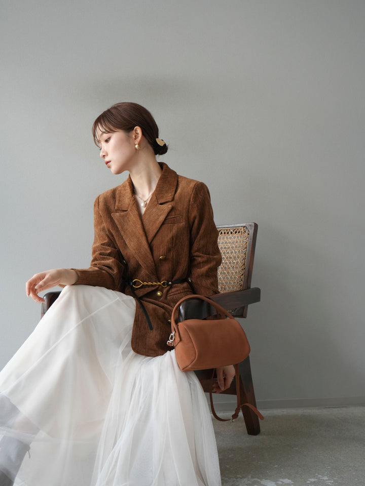 [SET]ベロアダブルジャケット+チュールボリュームスカート(2set)